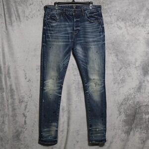 PRPS Jeans Mens 34x34 Blue Cayenne Super Skinny Fit Paint Splatter Distressed